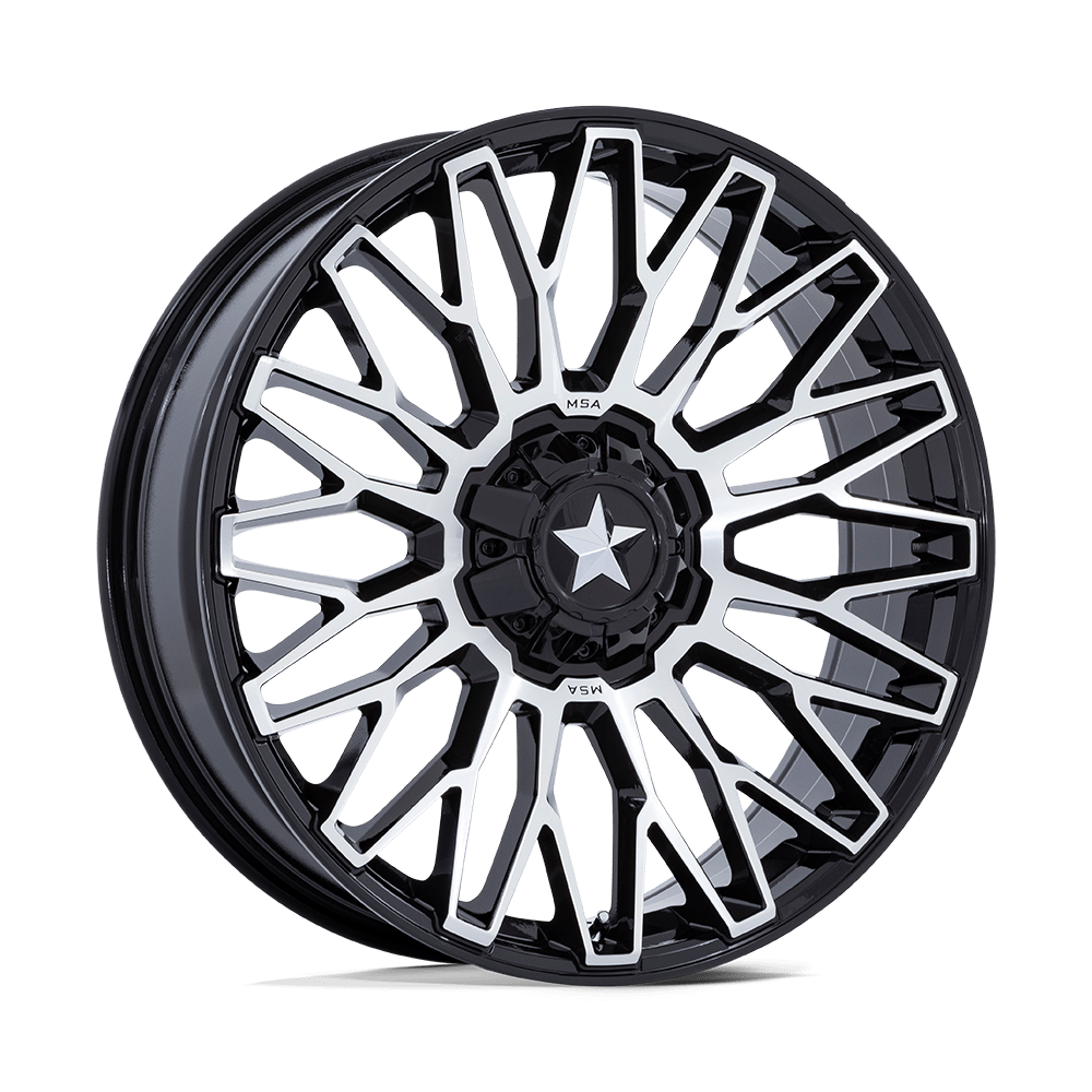 MSA Offroad Wheels | M50 CLUBBER | Gloss Black Machined | 24X7 | 5X114.3 | 0mm/4" | MA050BD24701200