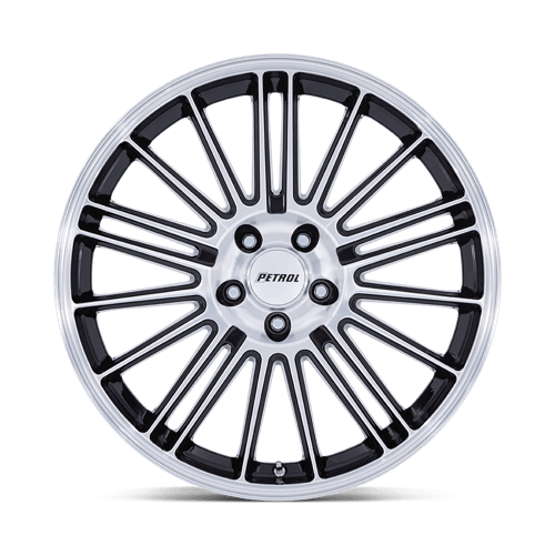 Petrol | PE001 P1D | Gloss Black With Machined Face | 17X8 | 5X108 | 40mm/6.07" | PE001BD17804540