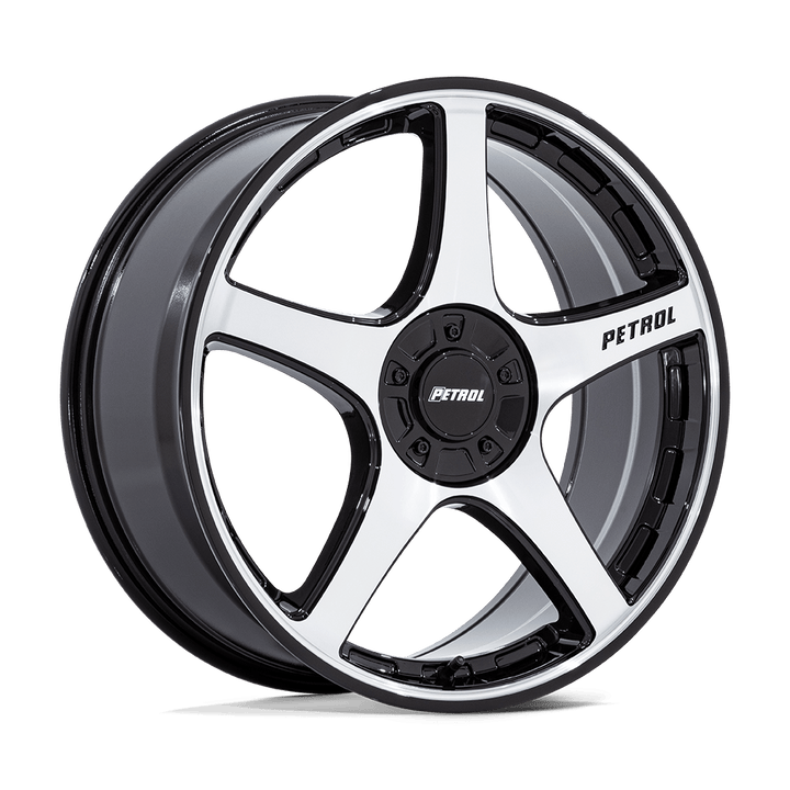 Petrol | PE003 P2E | Gloss Black W/ Machined Face | 19X8 | 5X108/5X114.3 | 40mm/6.07" | PE003DB19800140