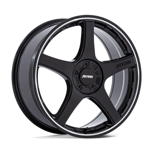 Petrol | PE003 P2E | Gloss Black W/ Machined Lip | 17X8 | 5X108/5X114.3 | 40mm/6.07" | PE003BD17800140