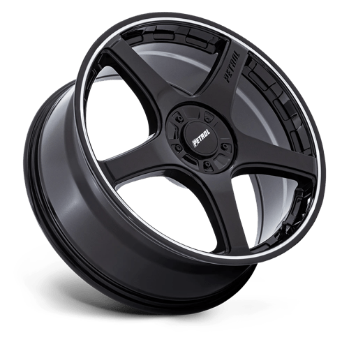 Petrol | PE003 P2E | Gloss Black W/ Machined Lip | 17X8 | 5X108/5X114.3 | 40mm/6.07" | PE003BD17800140