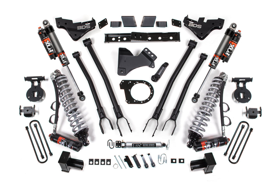 BDS 7" Lift Kit - 2023-2026 Ford F-250/F-350 Super Duty 4WD (w/ 4-Link | FOX 2.5 Performance Elite Coilover Conversion)