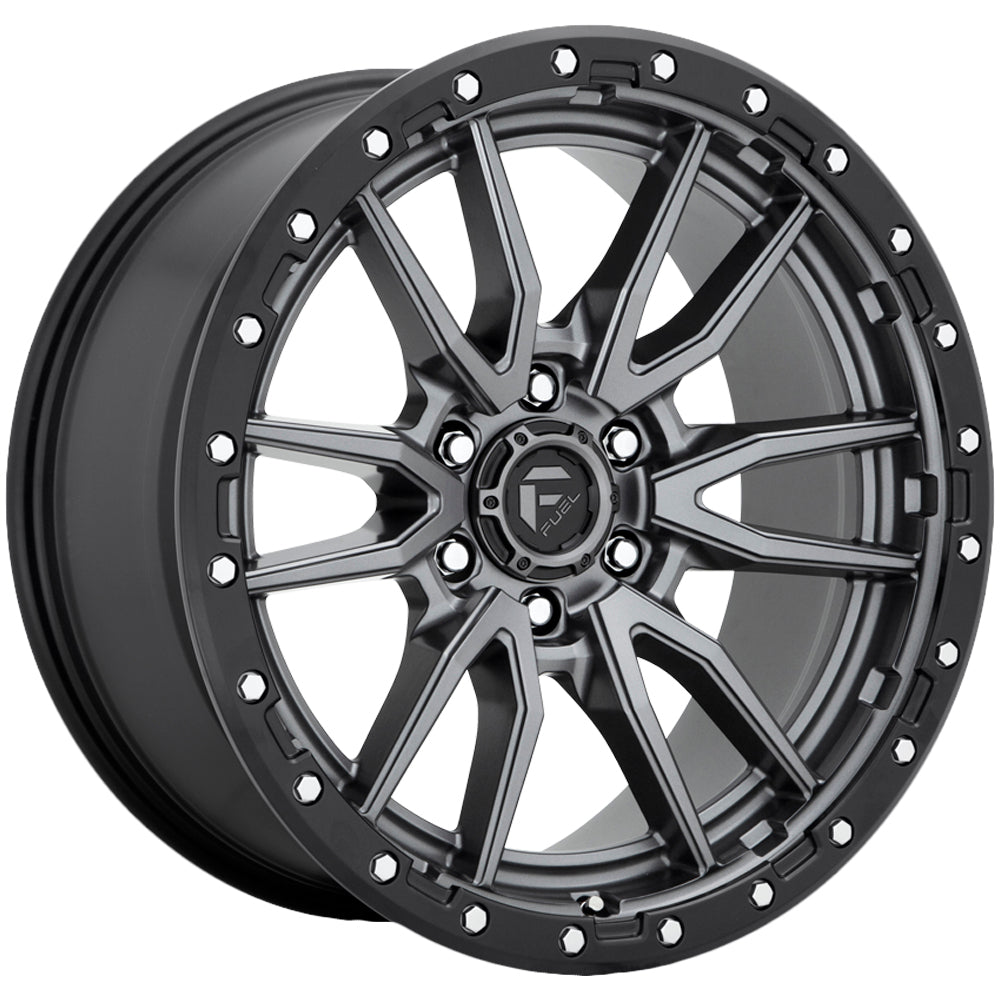 Fuel Off-Road Rebel 6 Matte Gunmetal W/ Black Bead Ring 18X9 6x135 wheel D68018908945