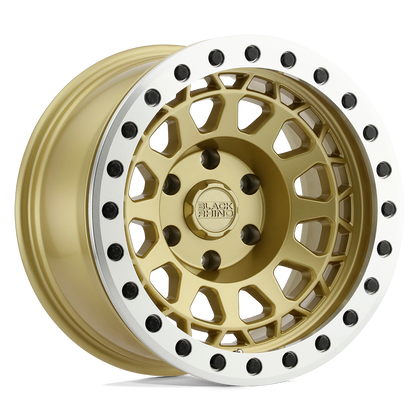 Black Rhino Hard Alloys | PRIMM BEADLOCK | Matte Gold W/ Machined Ring | 17X8.5 | 6X139.7 | -30mm/3.57" | 1785PRM-06140L12