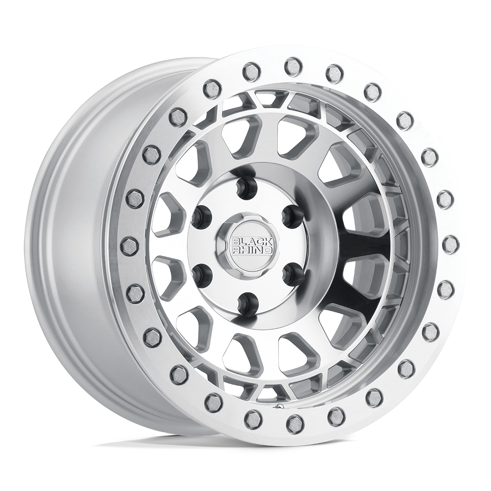 Black Rhino Hard Alloys | PRIMM BEADLOCK | Silver W/ Mirror Face & Machined Ring | 17X8.5 | 6X139.7 | -30mm/3.57" | 1785PRM-06140S12