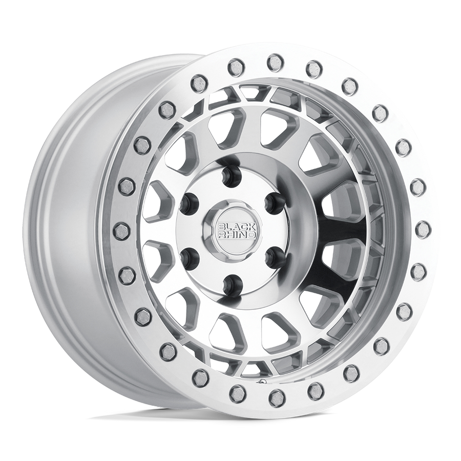 Black Rhino Hard Alloys | PRIMM BEADLOCK | Silver W/ Mirror Face & Machined Ring | 17X8.5 | 6X139.7 | -30mm/3.57" | 1785PRM-06140S12