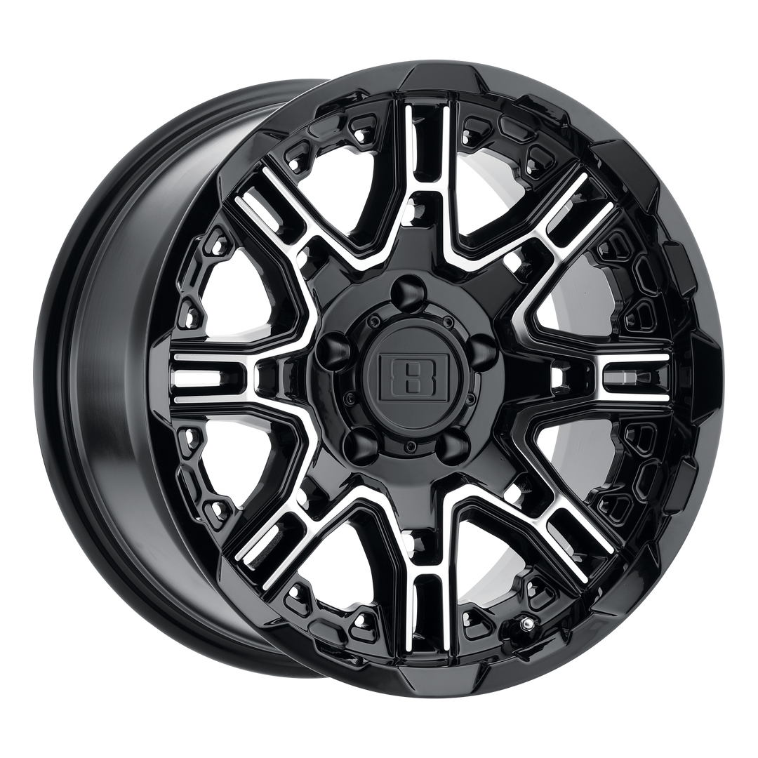 Level 8 | SLINGSHOT | Gloss Black W/ Machined Face | 20X9 | 6X135 | 10mm/5.39" | 2090LST106135B87X
