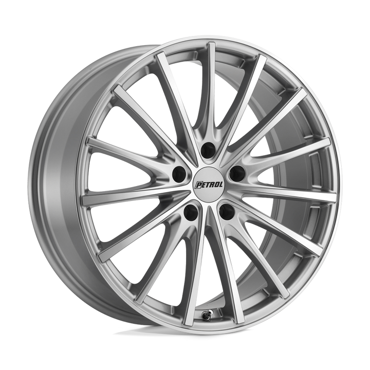 Petrol | P3A | Silver W/ Machined Cut Face | 18X8 | 5X114.3 | 40mm/6.07" | 1880P3A405114S76