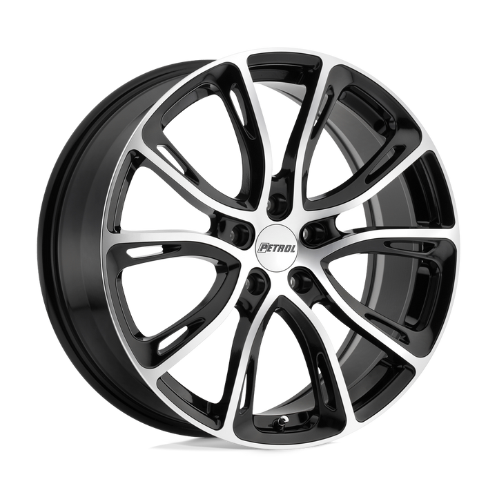 Petrol | P5A | Gloss Black W/ Machined Cut Face | 18X8 | 5X108 | 40mm/6.07" | 1880P5A405108B72