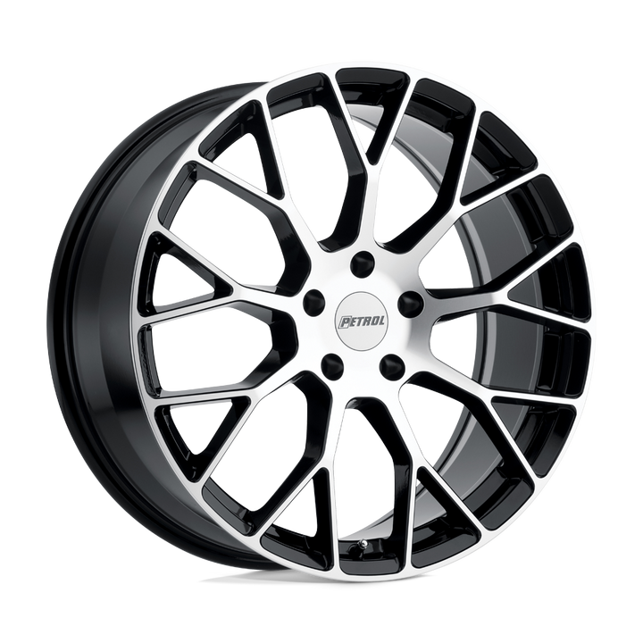 Petrol | P2B | Gloss Black W/ Machined Face | 18X8 | 5X114.3 | 40mm/6.07" | 1880P2B405114F76