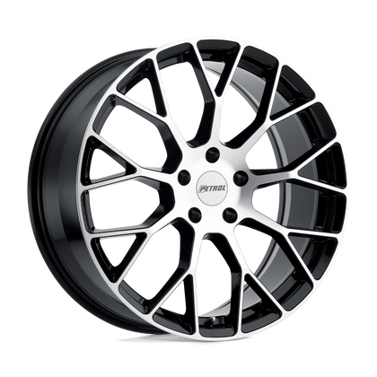 Petrol | P2B | Gloss Black W/ Machined Face | 20X8.5 | 5X114.3 | 40mm/6.32" | 2085P2B405114F76