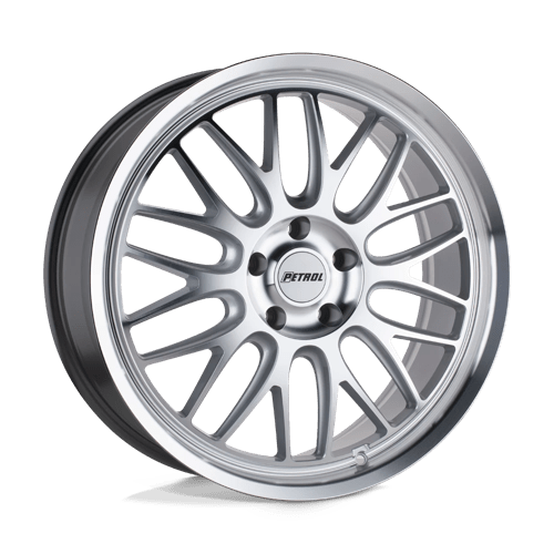Petrol | P4C | Silver W/ Machined Face & Lip | 19X8 | 5X114.3 | 40mm/6.07" | 1980P4C405114S76