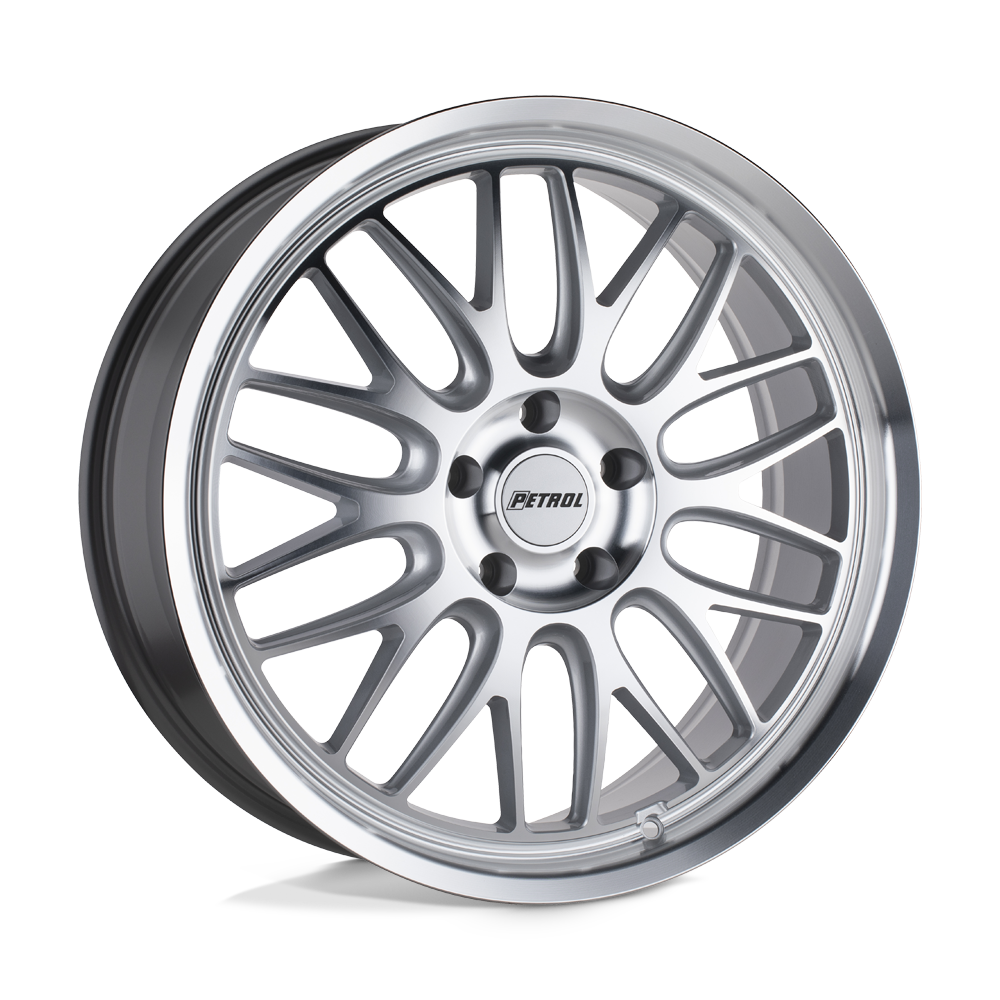 Petrol | P4C | Silver W/ Machined Face & Lip | 17X8 | 5X114.3 | 40mm/6.07" | 1780P4C405114S76