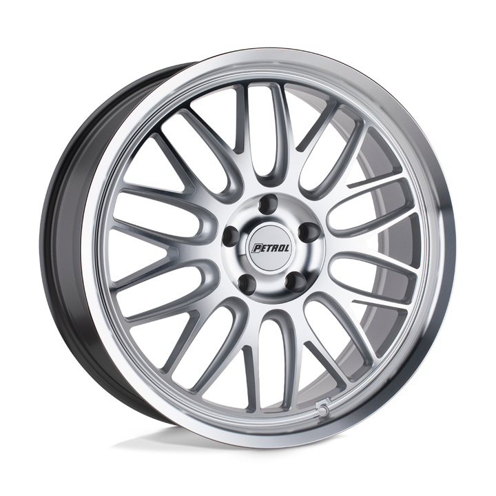 Petrol | P4C | Silver W/ Machined Face & Lip | 17X8 | 5X114.3 | 40mm/6.07" | 1780P4C405114S76