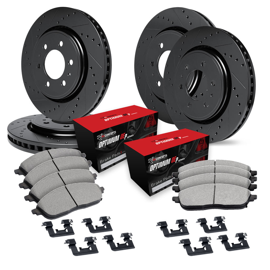 R1 Concepts eLINE Drilled and Slotted Front and Rear Brake Kit - 2018-2020 Ford Expedition