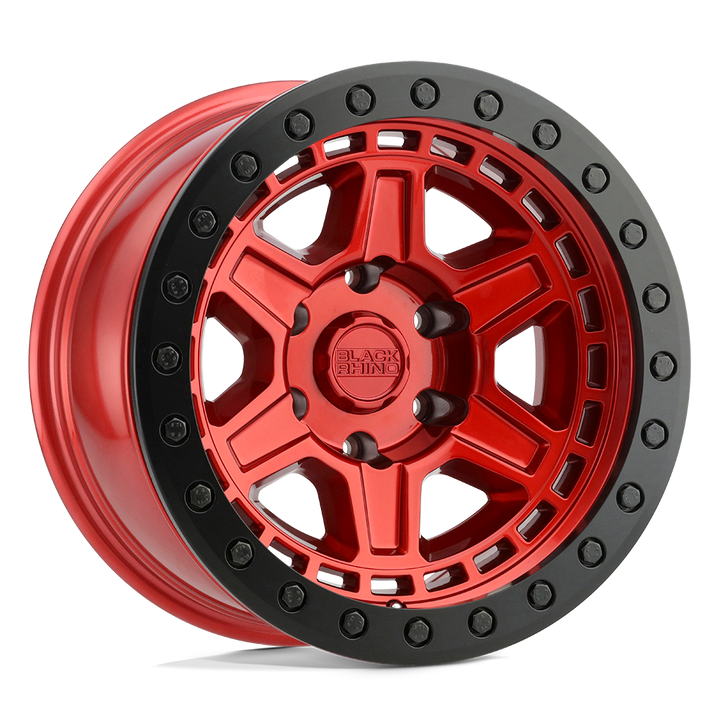 Black Rhino Hard Alloys | RENO | Candy Red W/ Black Ring & Bolts | 17X9 | 6X139.7 | -12mm/4.53" | 1790REN-26140R12