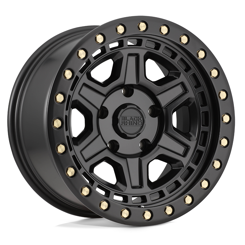 Black Rhino Hard Alloys | RENO | Matte Black W/ Brass Bolts | 17X9 | 6X139.7 | -12mm/4.53" | 1790REN-26140M12