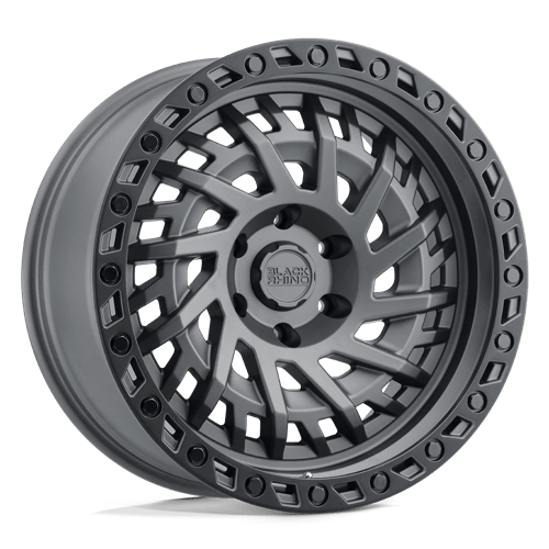 Black Rhino Hard Alloys | SHREDDER | Matte Gunmetal W/ Black Ring | 17X9 | 6X139.7 | 0mm/5" | 1790SHD006140G12