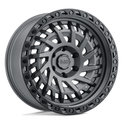 Black Rhino Hard Alloys | SHREDDER | Matte Gunmetal W/ Black Ring | 17X9 | 6X139.7 | 0mm/5" | 1790SHD006140G12