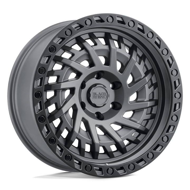 Black Rhino Hard Alloys | SHREDDER | Matte Gunmetal W/ Black Ring | 17X9 | 6X139.7 | 0mm/5" | 1790SHD006140G12