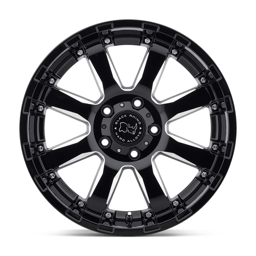 Black Rhino Hard Alloys | SIERRA | Gloss Black W/ Milled Spokes | 20X9 | 6X135 | 12mm/5.47" | 2090SRA126135B87