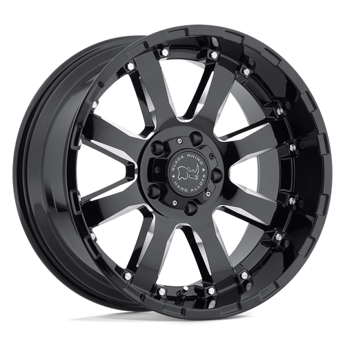 Black Rhino Hard Alloys | SIERRA | Gloss Black W/ Milled Spokes | 17X9 | 6X139.7 | 12mm/5.47" | 1790SRA126140B12