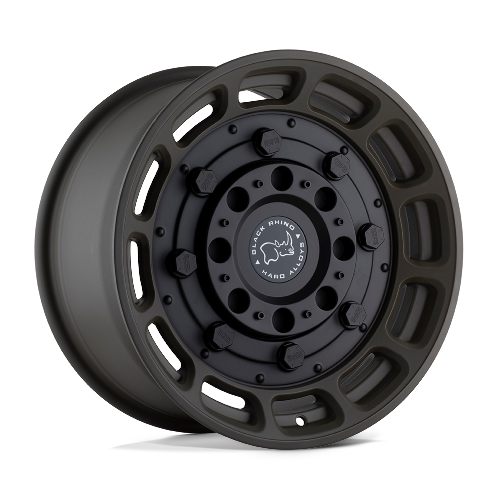 Black Rhino Hard Alloys | WARTHOG | Matte Olive Dab Green With Black Center | 17X8.5 | 6X139.7 | 0mm/4.75" | 1785WHG006140N12