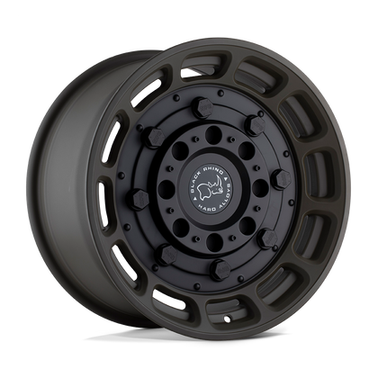 Black Rhino Hard Alloys | WARTHOG | Matte Olive Dab Green With Black Center | 17X8.5 | 6X139.7 | 0mm/4.75" | 1785WHG006140N12