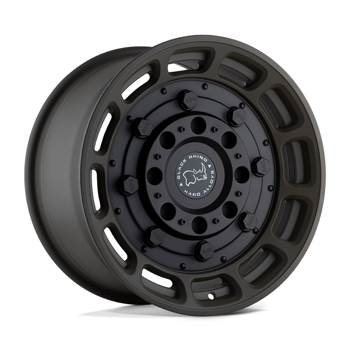 Black Rhino Hard Alloys | WARTHOG | Matte Olive Dab Green With Black Center | 17X8.5 | 6X139.7 | 0mm/4.75" | 1785WHG006140N12