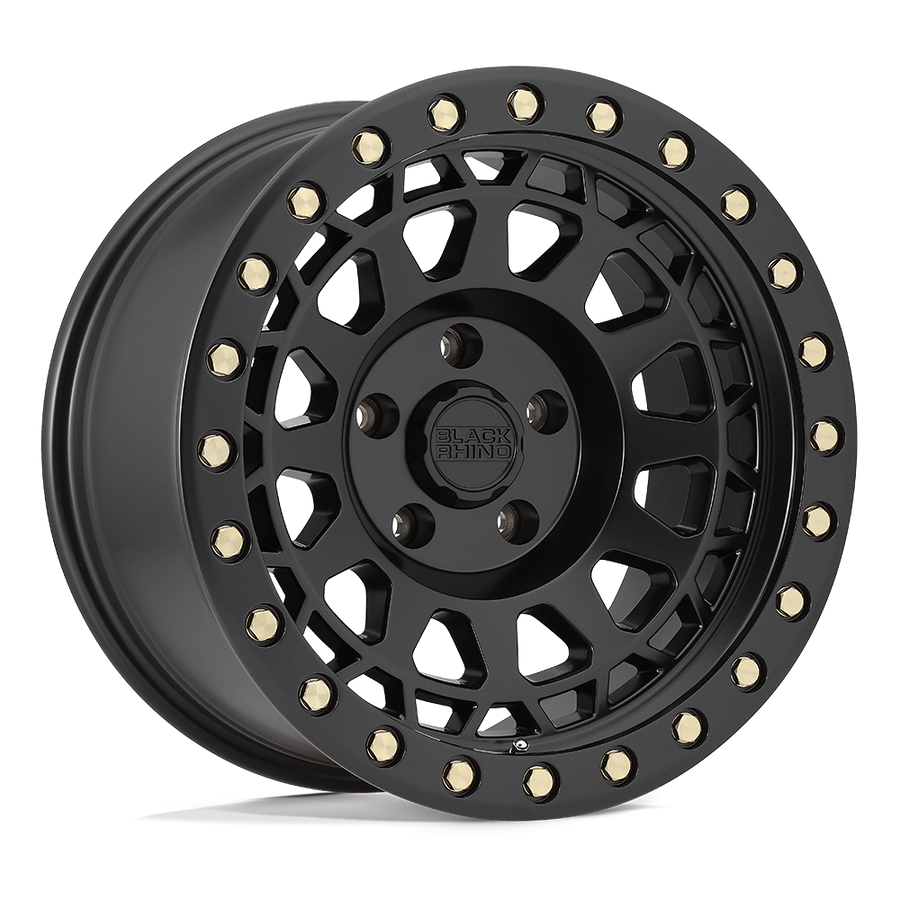 Black Rhino Hard Alloys | PRIMM | Matte Black W/ Brass Bolts | 17X9 | 6X139.7 | -12mm/4.53" | 1790PRM-26140M12