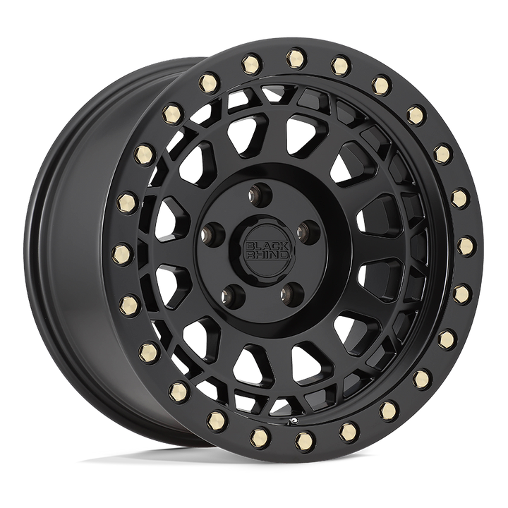 Black Rhino Hard Alloys | PRIMM | Matte Black W/ Brass Bolts | 17X9 | 6X139.7 | 0mm/5" | 1790PRM006140M12