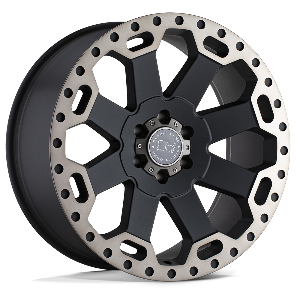 Black Rhino Hard Alloys | WARLORD | Matte Black W/ Machined Dark Tint | 17X9 | 6X139.7 | -12mm/4.53" | 1790WAR-26140M12