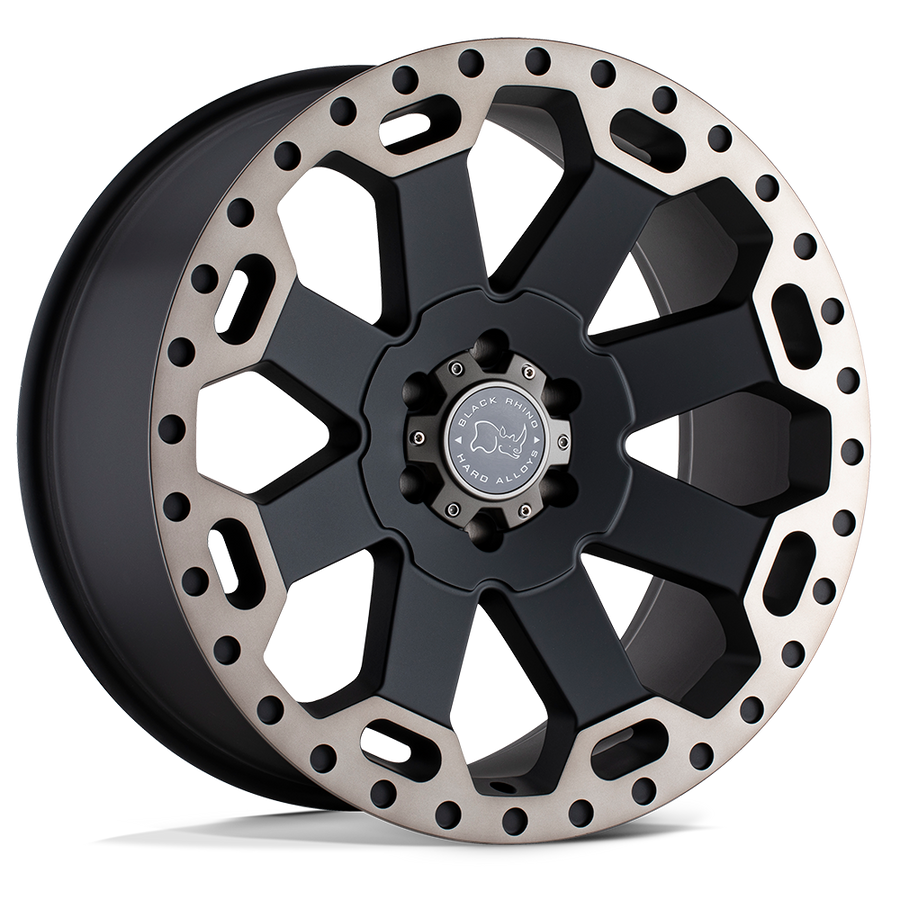 Black Rhino Hard Alloys | WARLORD | Matte Black W/ Machined Dark Tint | 17X9 | 6X139.7 | -12mm/4.53" | 1790WAR-26140M12