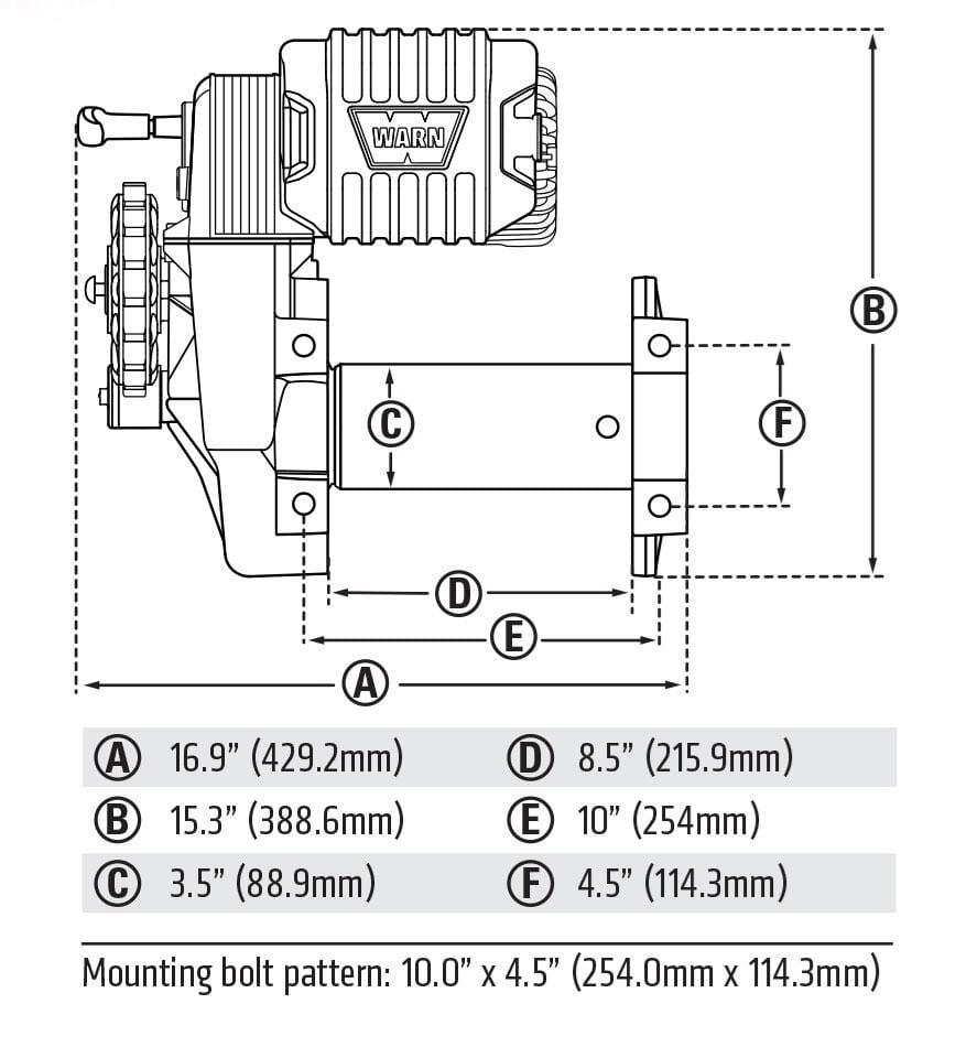 Warn M8274-S 10,000LB WINCH WITH SYNTHETIC ROPE - 106175