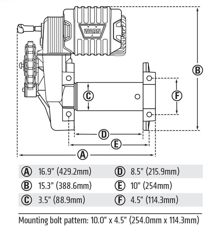 Warn M8274-S 10,000LB WINCH WITH SYNTHETIC ROPE - 106175