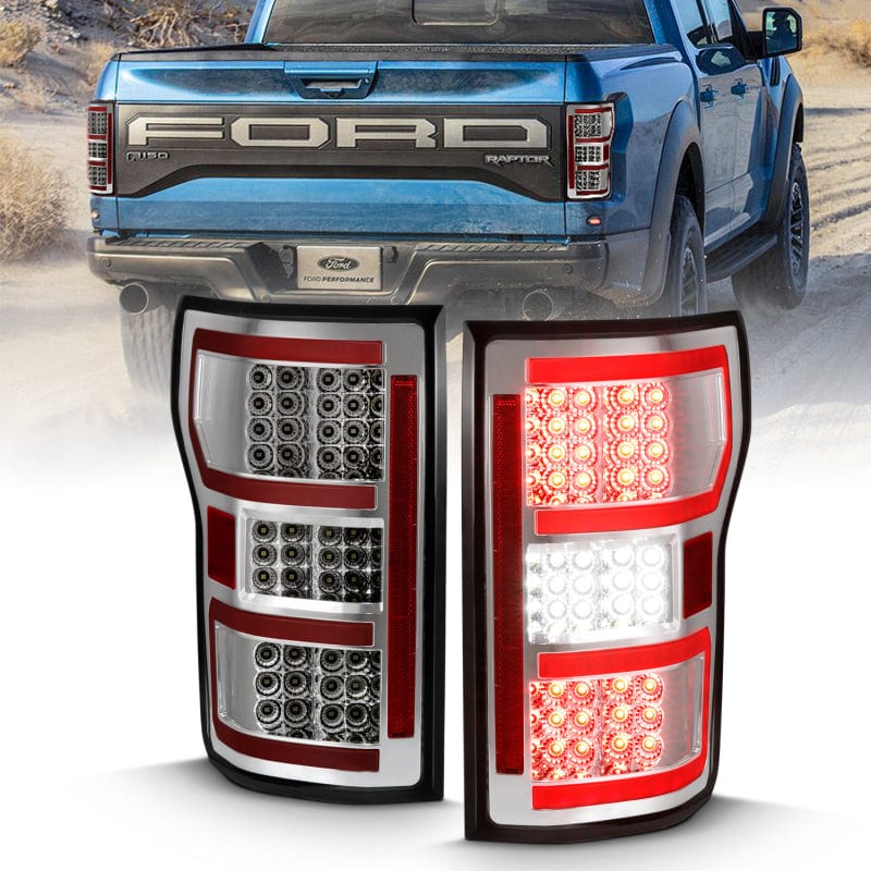 ANZO 2018-2020 Ford F-150 LED Taillight Chrome (Red Light) (w/ Sequential)