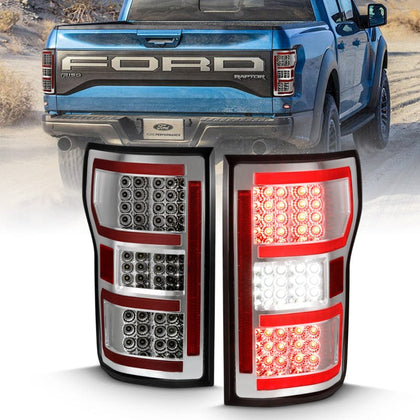 ANZO 2018-2020 Ford F-150 LED Taillight Chrome (Red Light) (w/ Sequential)
