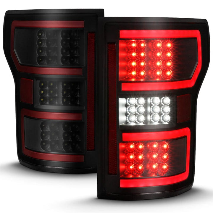 ANZO 18-20 Ford F-150 LED Taillight Black Housing Clear Lens Red  W/Sequential