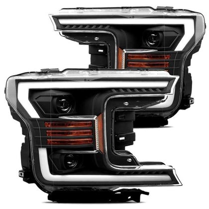 AlphaRex 18-20 Ford F-150 PRO-Series Proj Headlights Plank Style Matte Blk w/Activ Light/Seq Signal