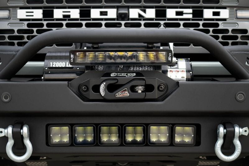 DV8 Offroad 2021-2023 Ford Bronco Modular Front Bumper Winch Capable w/ Auxiliary Light Mounts