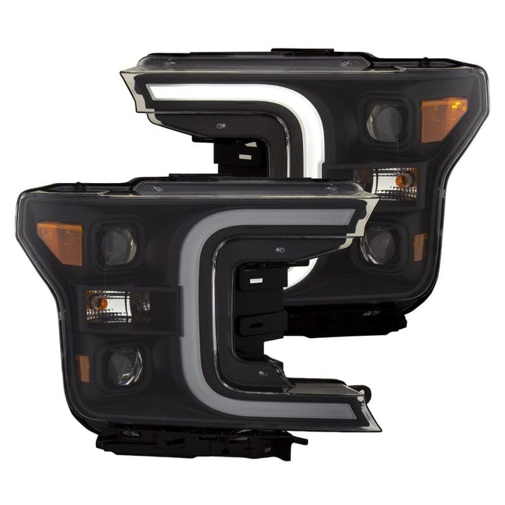ANZO 18-20 Ford F-150 LED Projector Headlights w/ Plank Style Switchback Black w/ Amber