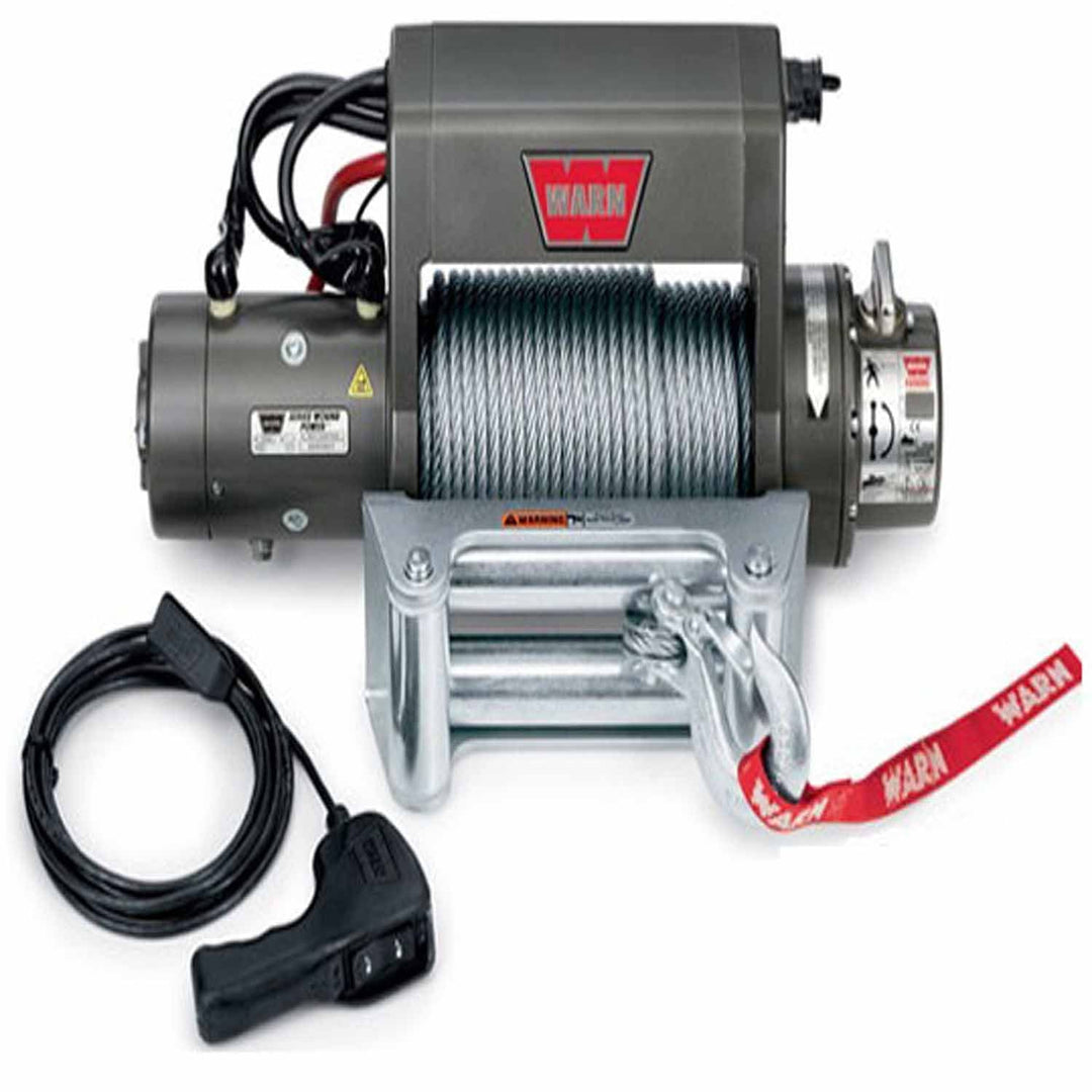 Warn 27550 12 Volt 9000 LB Cap 125 Ft Wire Rope Roller Fairlead Wired Remote