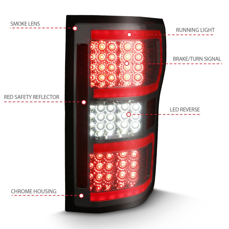 ANZO 2018-2020 Ford F-150 LED Taillight Smoke (Red Light) (w/ Sequential)