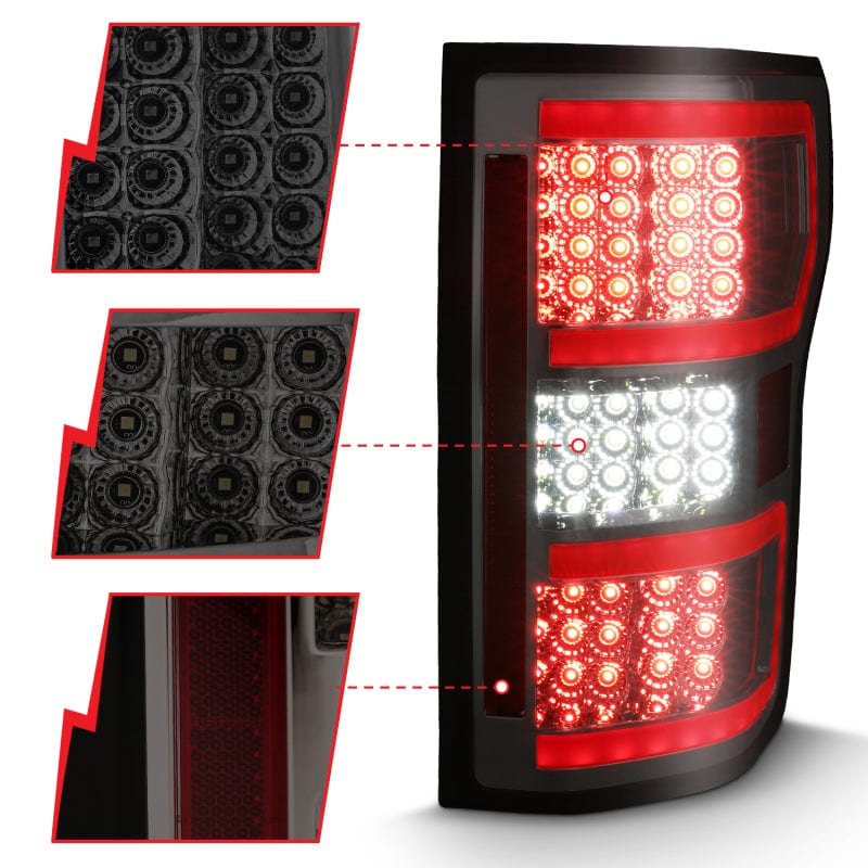 ANZO 2018-2020 Ford F-150 LED Taillight Smoke (Red Light) (w/ Sequential)