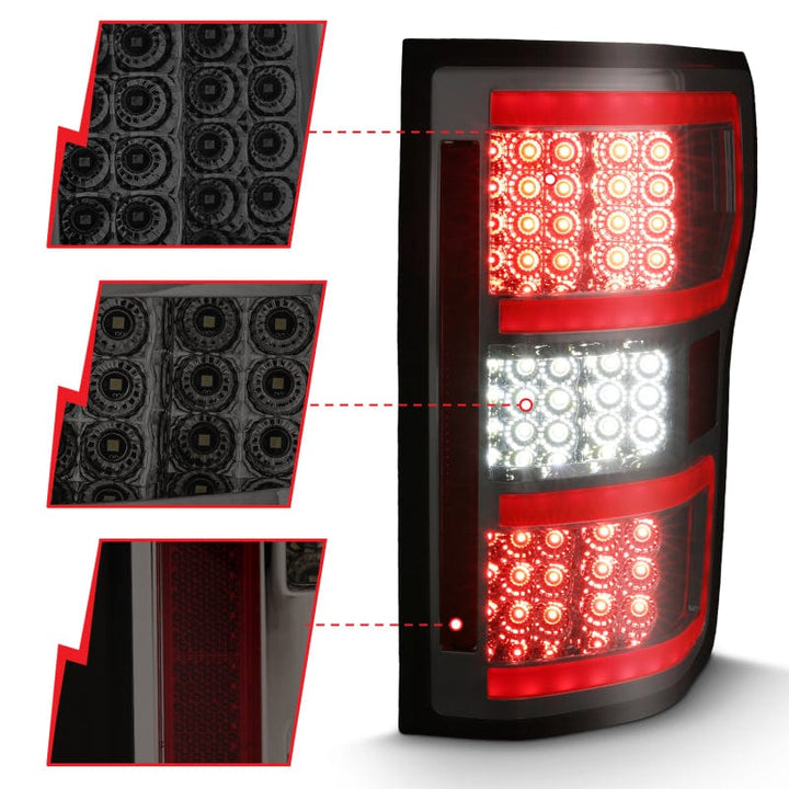ANZO 2018-2020 Ford F-150 LED Taillight Smoke (Red Light) (w/ Sequential)