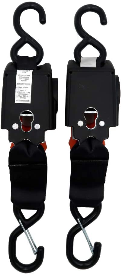 Buckle F111640 Mini G3 Retractable Ratchet Tie-Down with Dual S-Hooks, 2-Pack