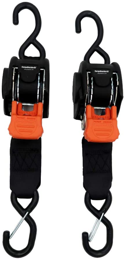 Buckle F111640 Mini G3 Retractable Ratchet Tie-Down with Dual S-Hooks, 2-Pack