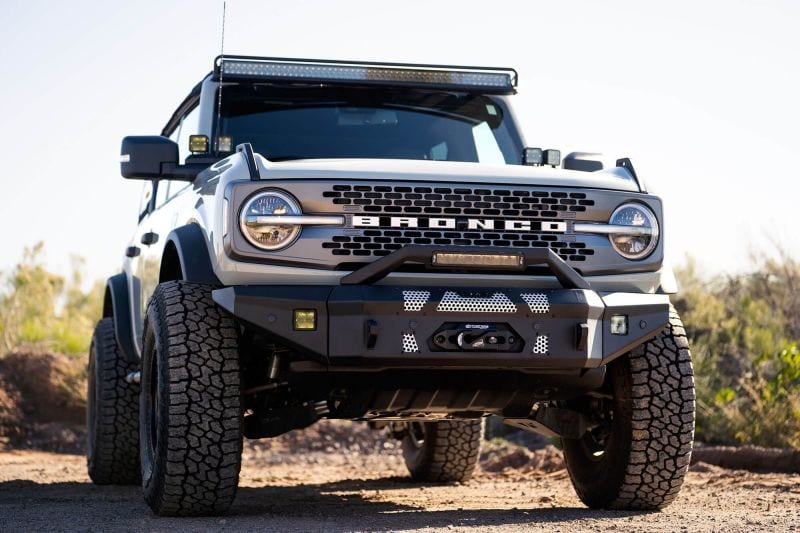DV8 Offroad 2021-2023 Ford Bronco Front Bumper Winch Capable w/ Optional Bull Bar/Aux Light Opening