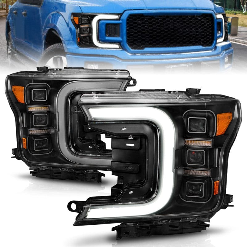 Anzo 18-20 Ford F-150 Full Led Projector Light Headlights Black Amber