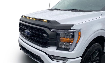 AVS 21-22 Ford F-150 Aeroskin Low Profile Hood Shield w/ Lights - Black